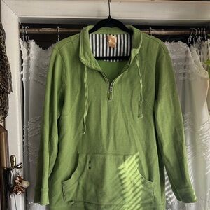 Green Sweater with Half-Zip